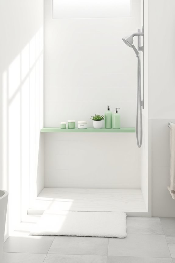 sage green shower storage elegance