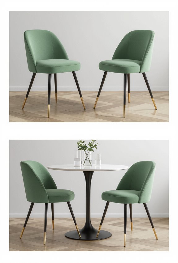 sage seats with gold tips