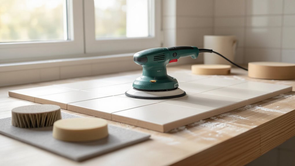 sanding ceramic tile setup