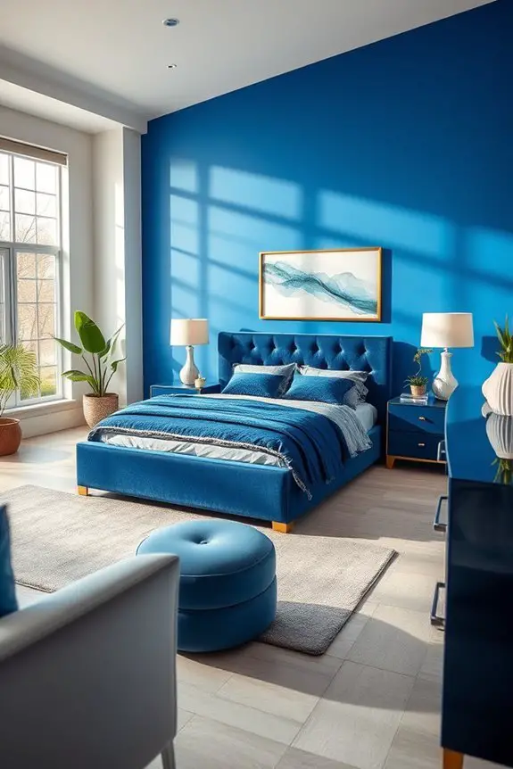 sapphire blue accent wall