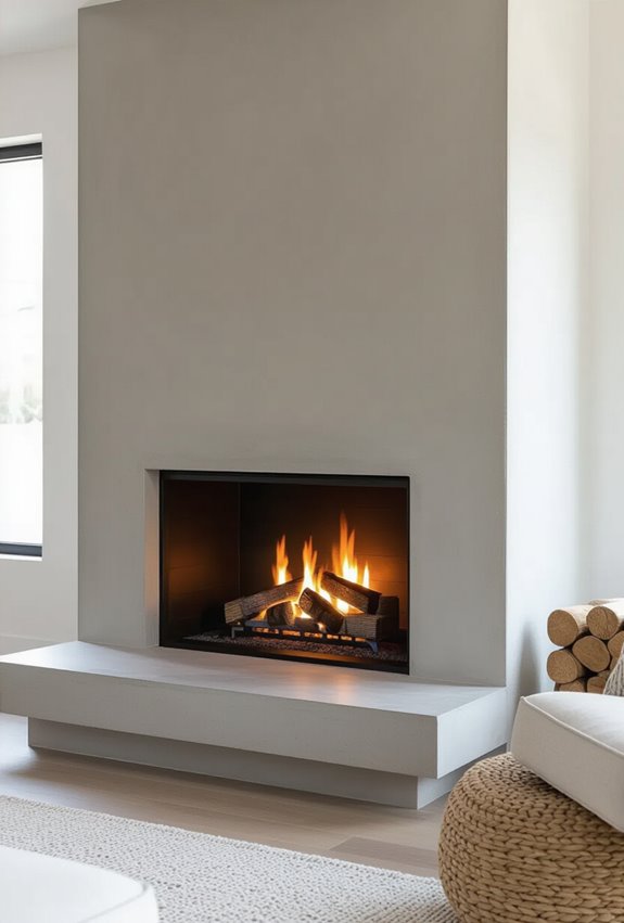 sculpted concrete fireplace surround
