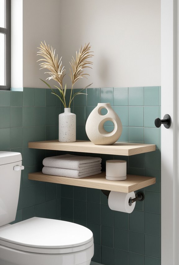sculptural accents for bathroom shelves