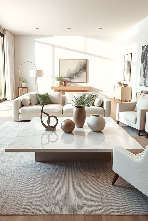 sculptural accessories enhance decor