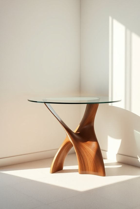 sculptural corner table aesthetic