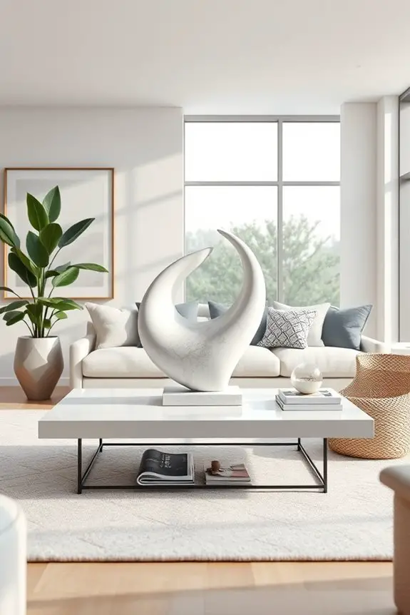 sculptural decor enhances ambiance
