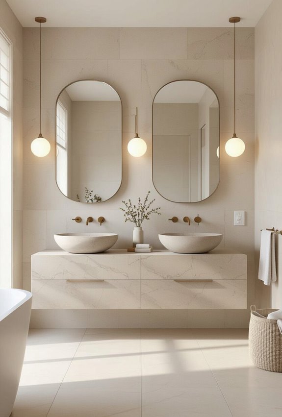 sculptural double vanities ensemble