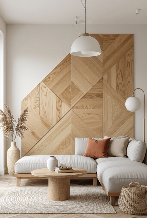 sculptural geometric wooden panels