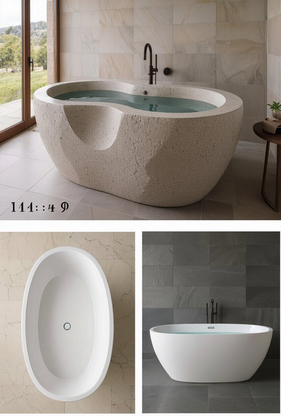 sculptural matte stone soaking tub