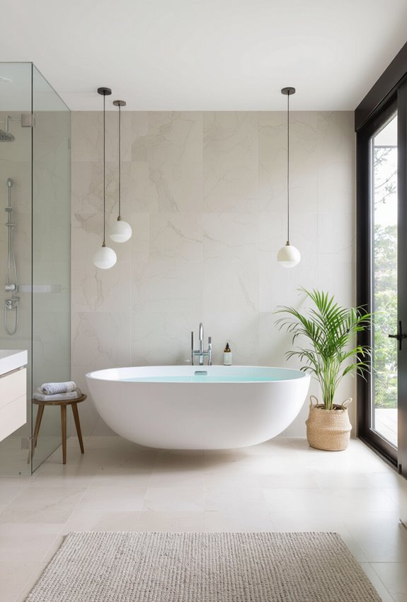 sculptural suspended bathtub centerpiece