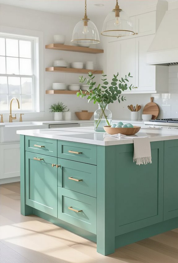 sea glass green coastal kitchen