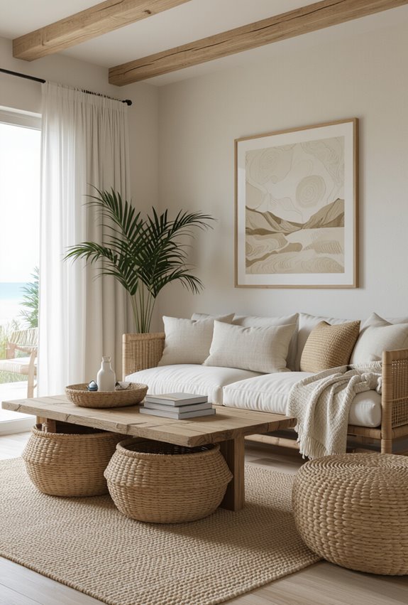 seagrass woven storage baskets