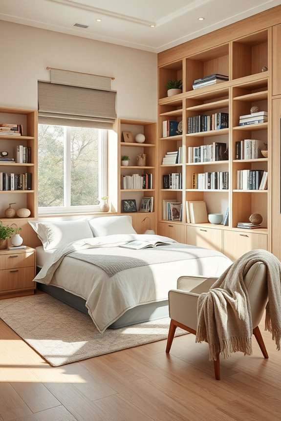 seamless built in bookshelf design