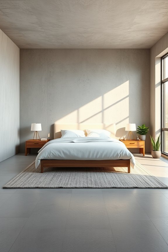 seamless concrete bedroom aesthetics