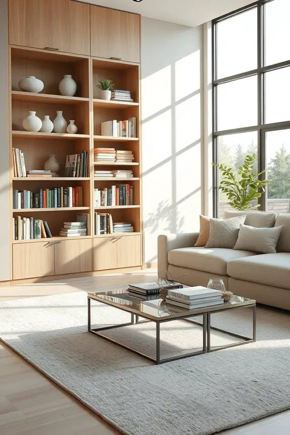seamless custom built in bookshelves
