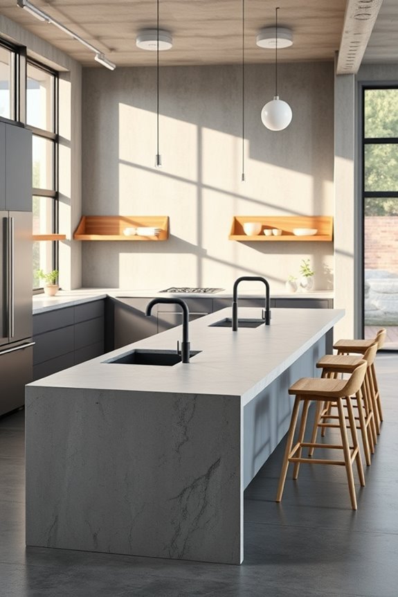 seamless integrated beton sinks