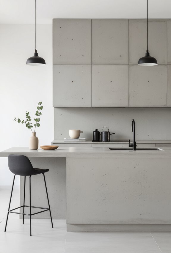 seamless vertical concrete backsplash