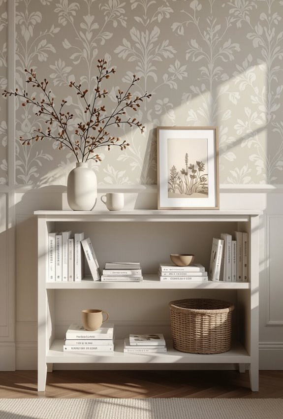 seasonal bookshelf wallpaper swaps