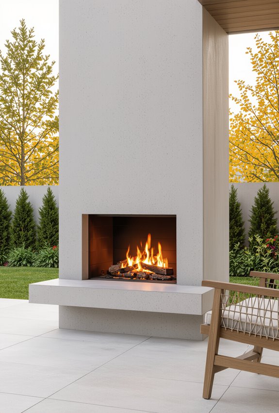 seasonal concrete fireplace decor