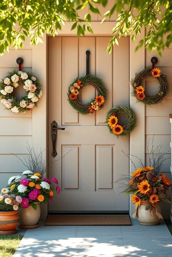 seasonal wreaths enhance entryway charm