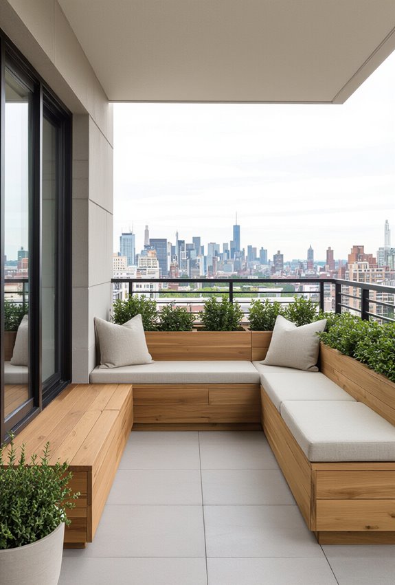 seating storage with greenery