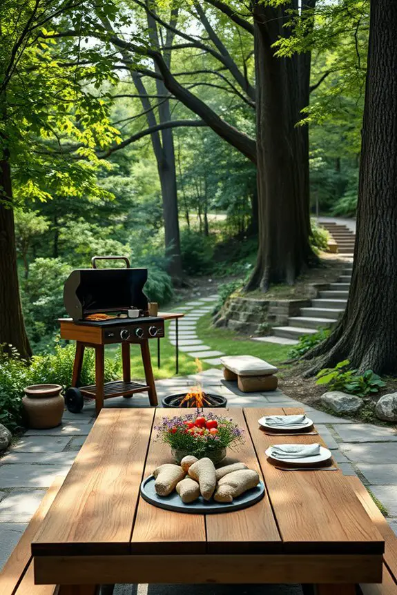 secluded woodland bbq atmosphere