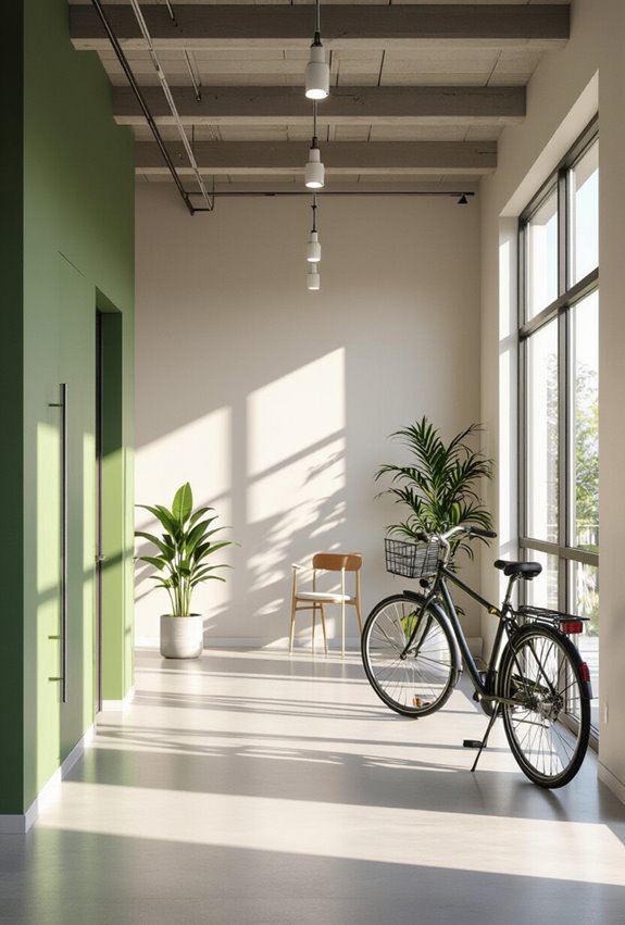 secure bike storage and showers