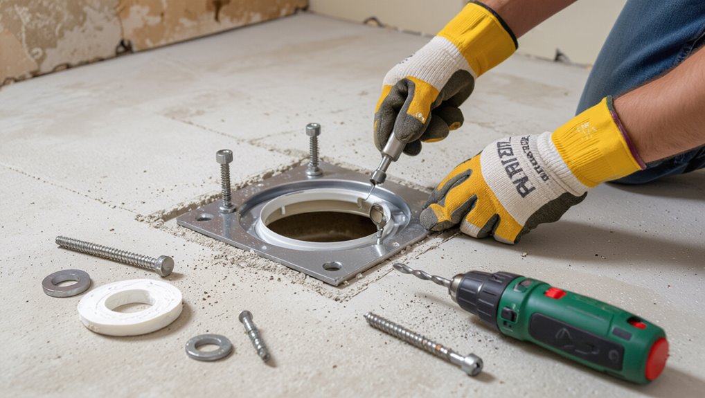 securely anchor toilet flange