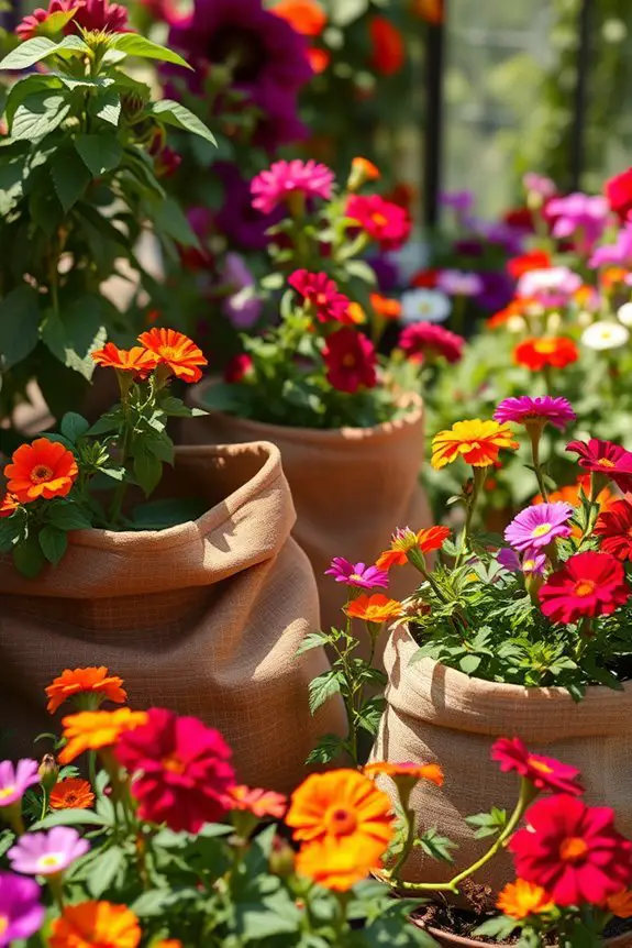 self watering flower grow bags