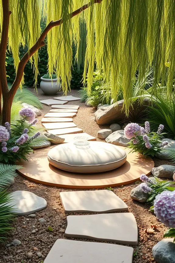 serene backyard meditation space