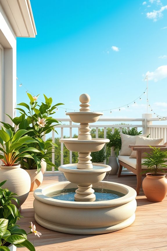 serene balcony water feature