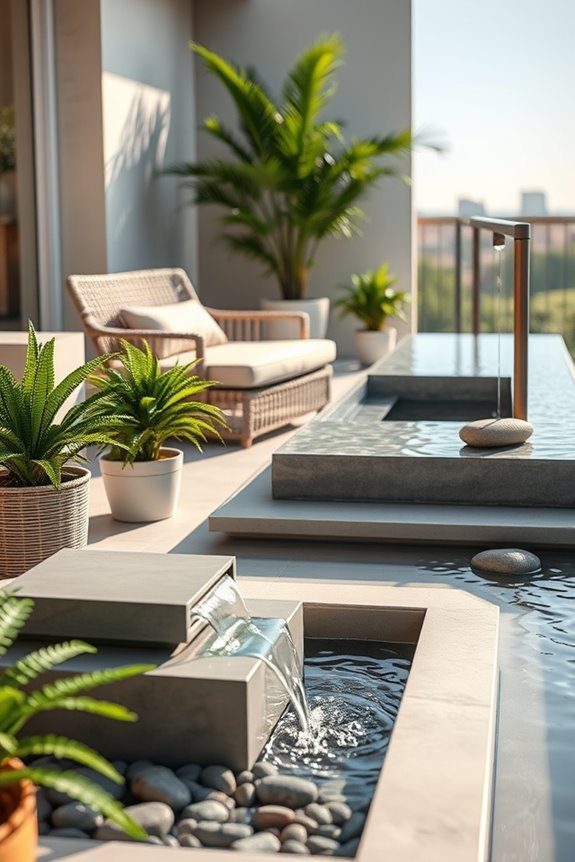 serene balcony water features