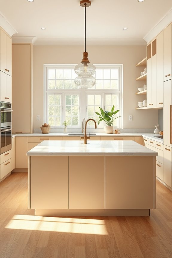 serene beige kitchen lighting