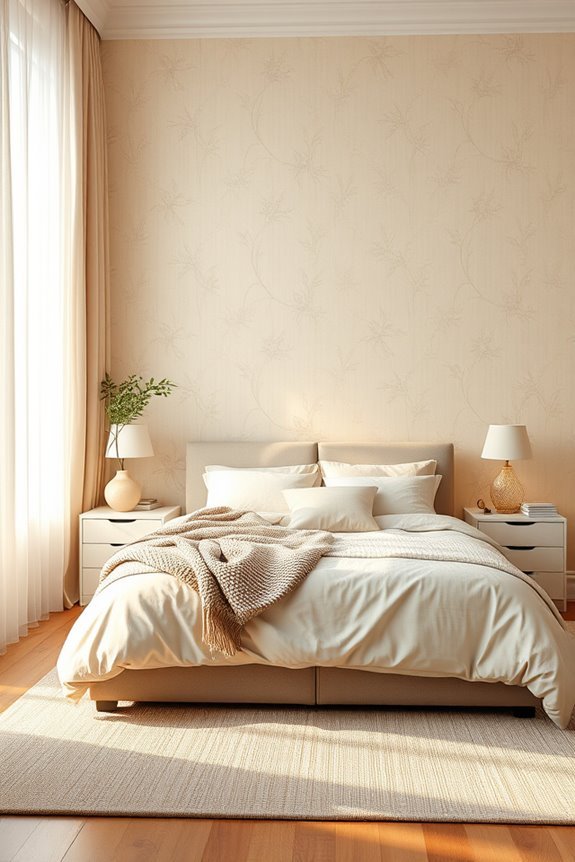 serene beige patterned wallpaper