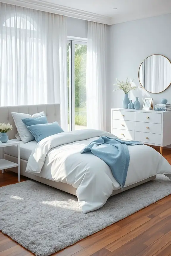 serene blue and white decor