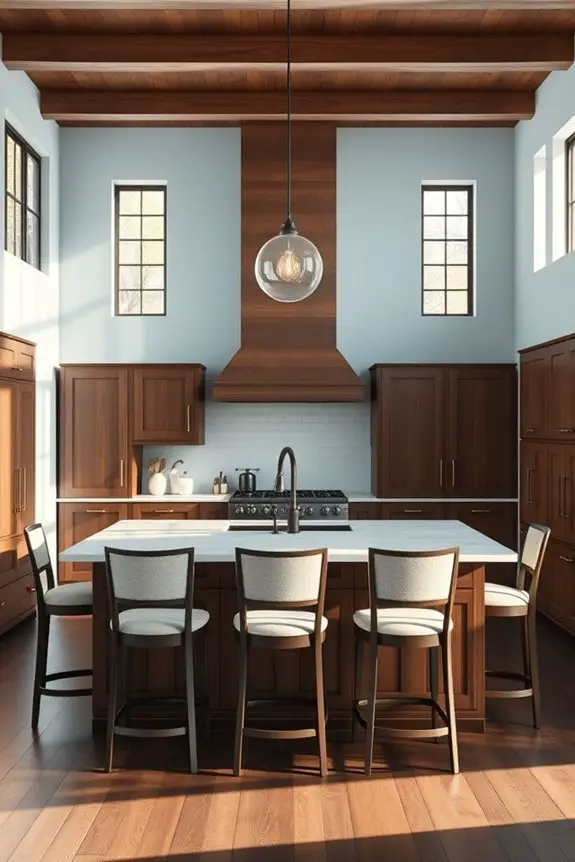 serene blue and wood
