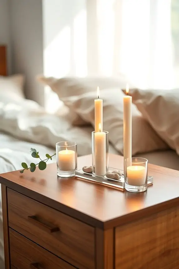 serene candle nightstand arrangement