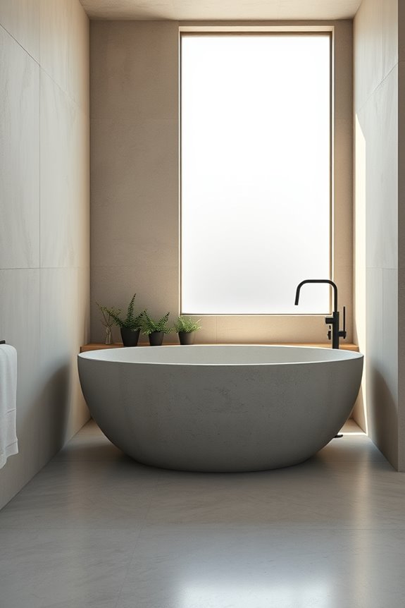 serene concrete bathtub oasis