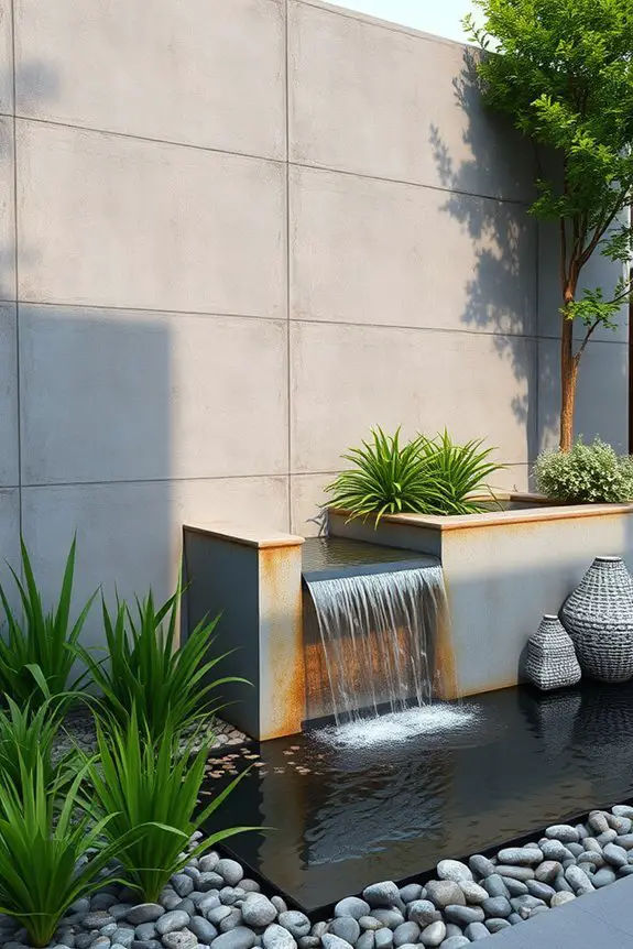 serene concrete water features