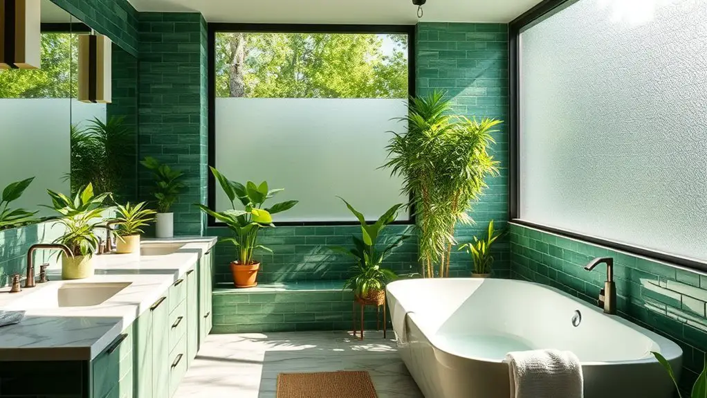 serene green bathroom designs