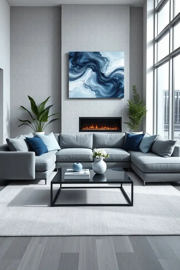 serene grey and blue decor