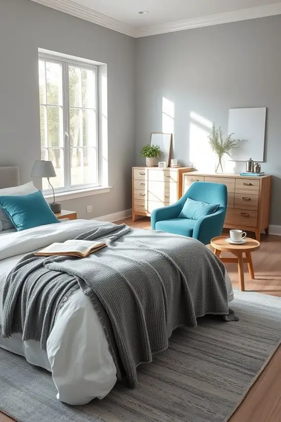 serene grey teal retreat