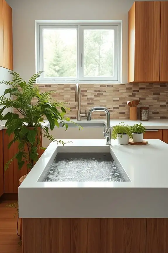 serene kitchen water feature
