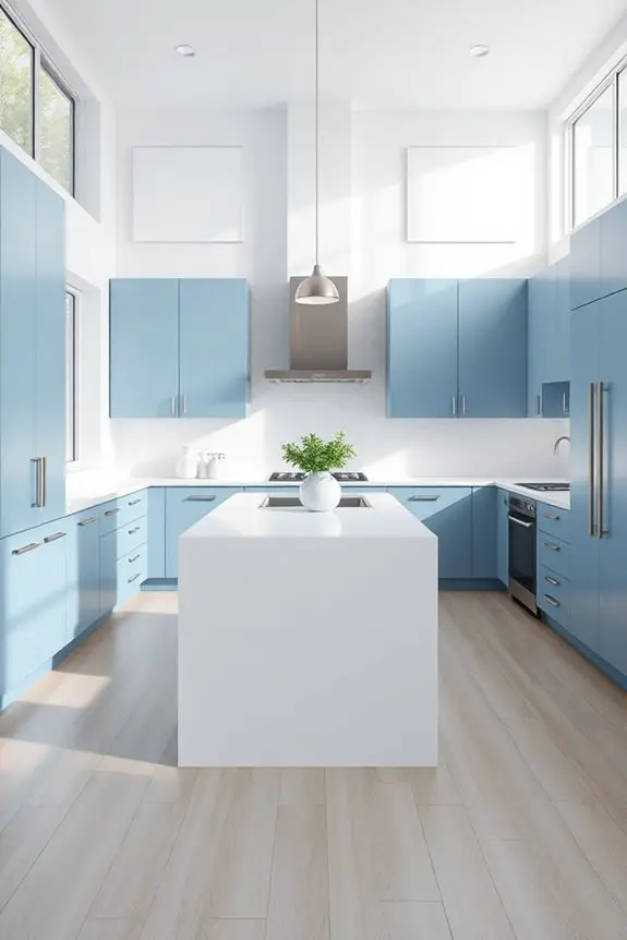 serene minimalist blue kitchen