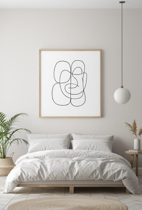 serene minimalist monochrome line art