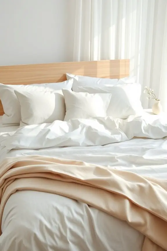 serene minimalist white bedding