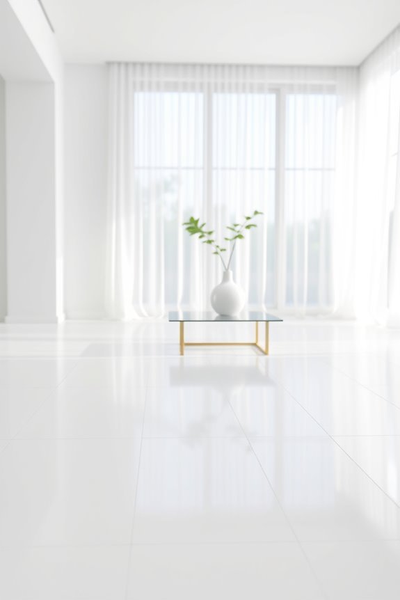serene minimalist white flooring