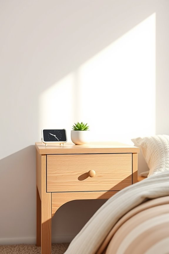 serene minimalist wooden nightstand