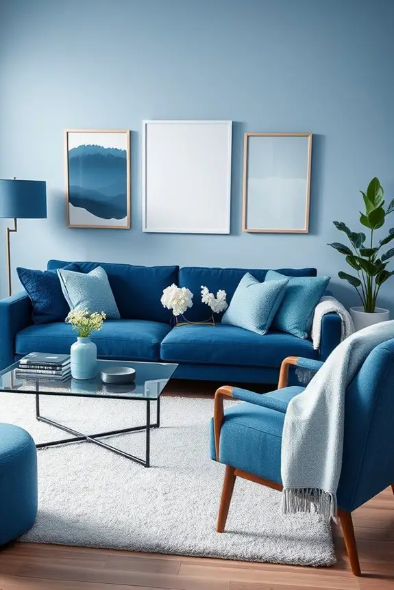 serene monochromatic blue decor