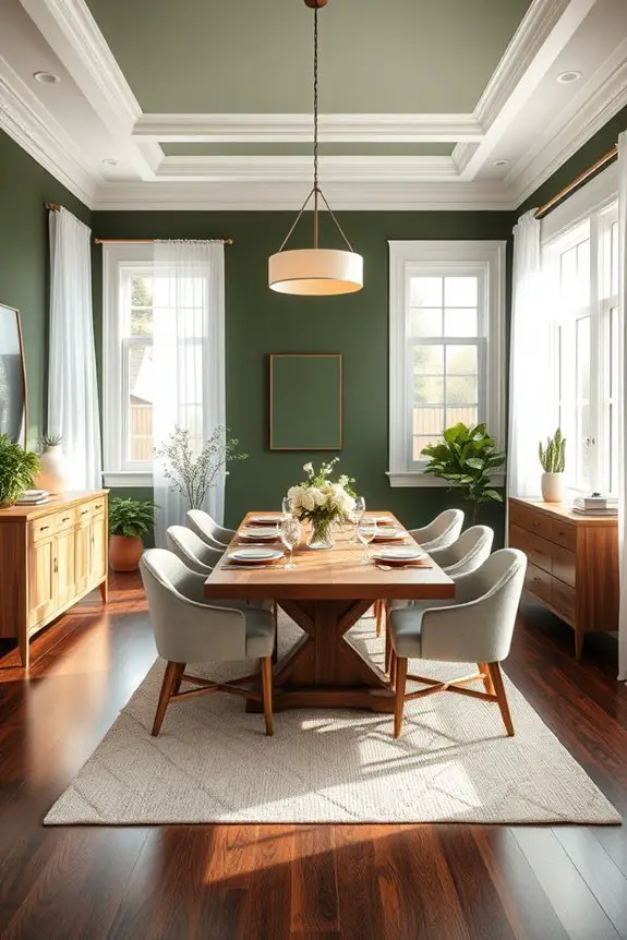 serene olive green dining
