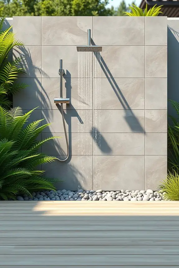 serene outdoor minimalist shower